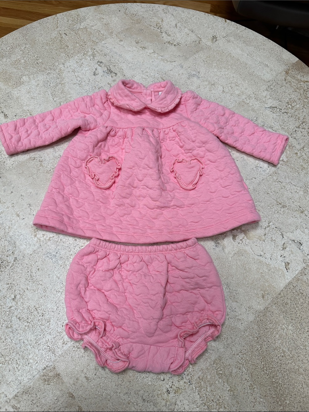 Janie and Jack Quilted Pink Dress with Matching Bloomers